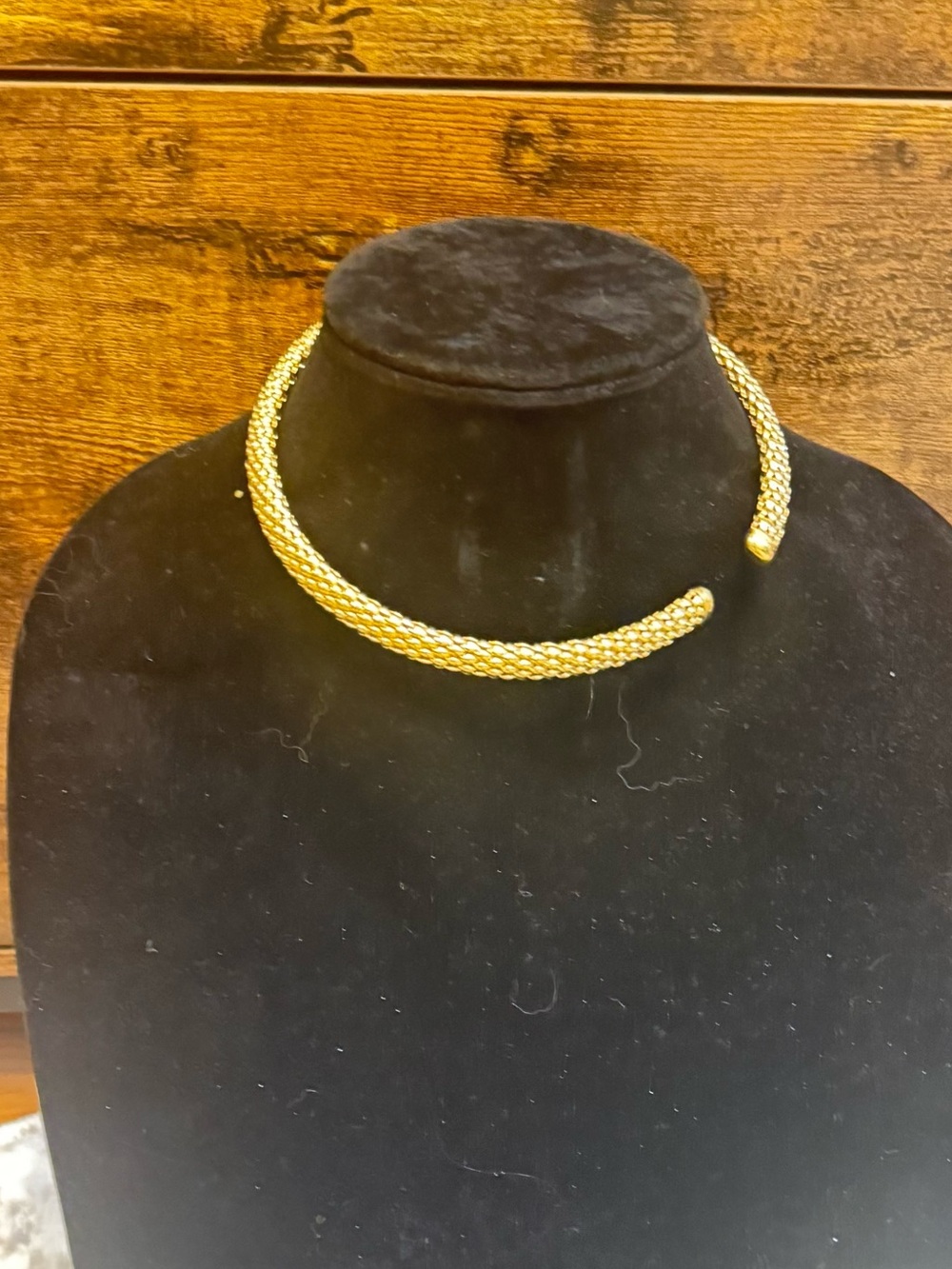 Vintage Gold Tone Collar Necklace, marked PD
